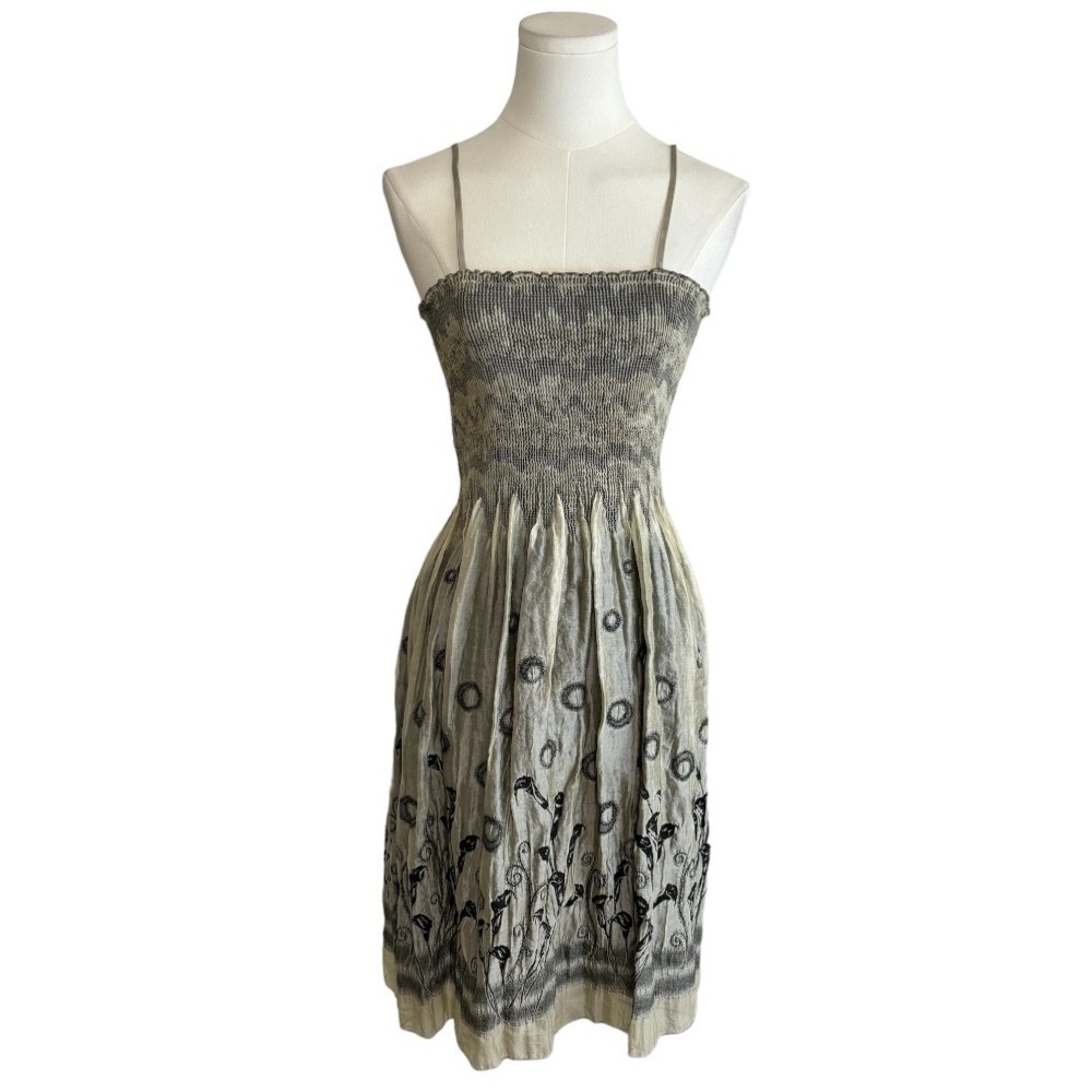 MAX STUDIO Tube Smocked Midi Dress size OS Flowy Boho Party M L Vintage Y2K 90’s